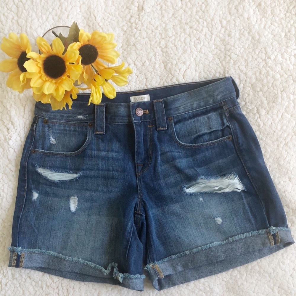 J. Crew Boho Distressed Jean Shorts Sz 26